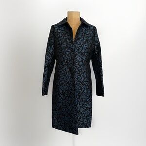 Anne Klein Womens Jacquard Coat - Size 8 Blue Purple